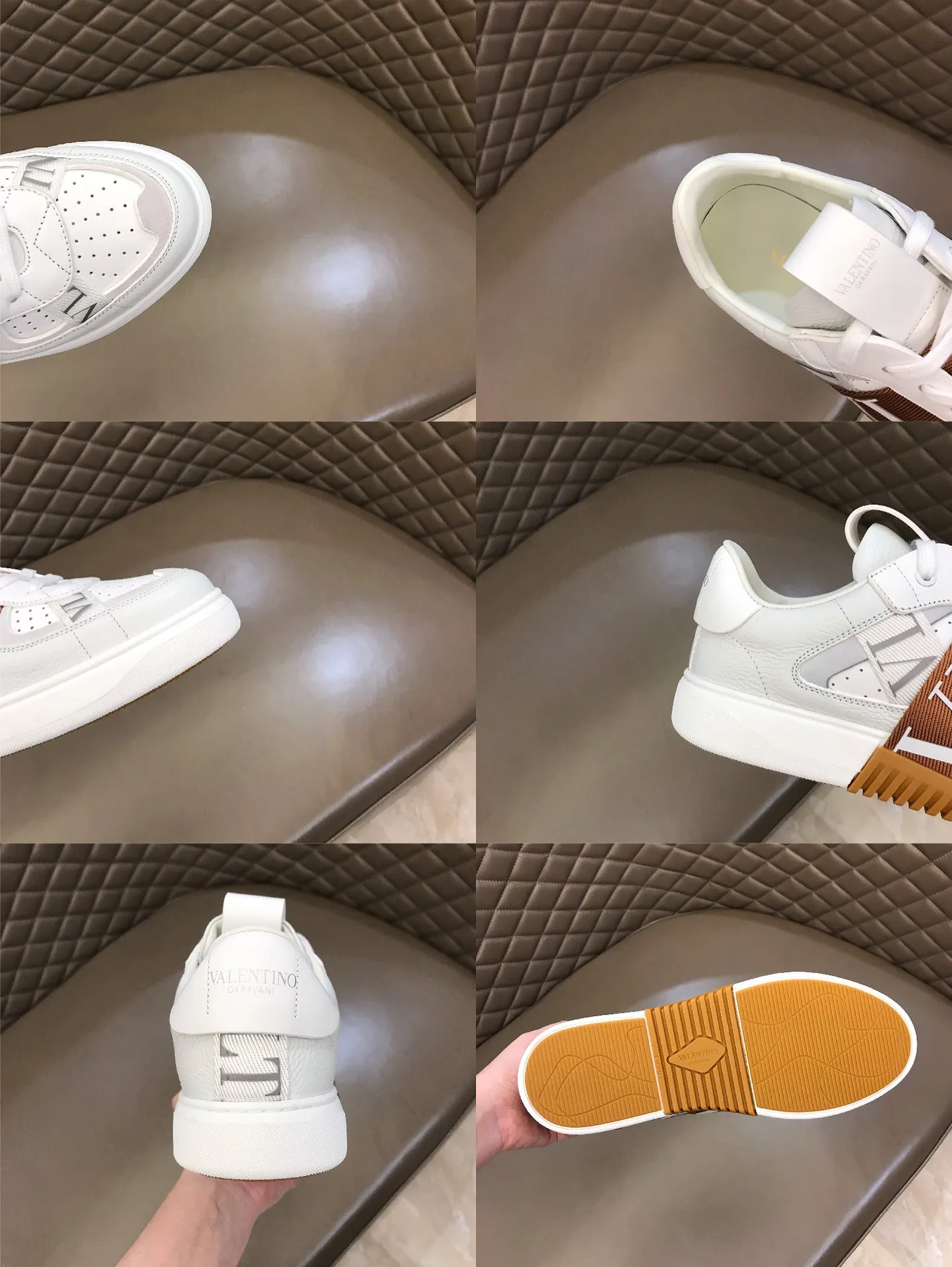 p440 "Valentin*" new spring and summer calfskin lace-up sneakers. No man should be able to refuse these shoes. The classic color scheme is so handsome! Purchase a high-precision replica of the original version to instantly sell off the market currency! 6 VLTN logo rubber effect straps - Valentino Garavani Logo printed on the back and tongue, all materials are customized to ensure quality! Size: 38-44